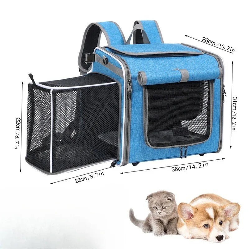 Cat Carrier Backpack for Small Pets Expandable Travel Bag, lightweight Carry-On, Bike-Friendly Pet Transport Pets Bag Pet Carrier