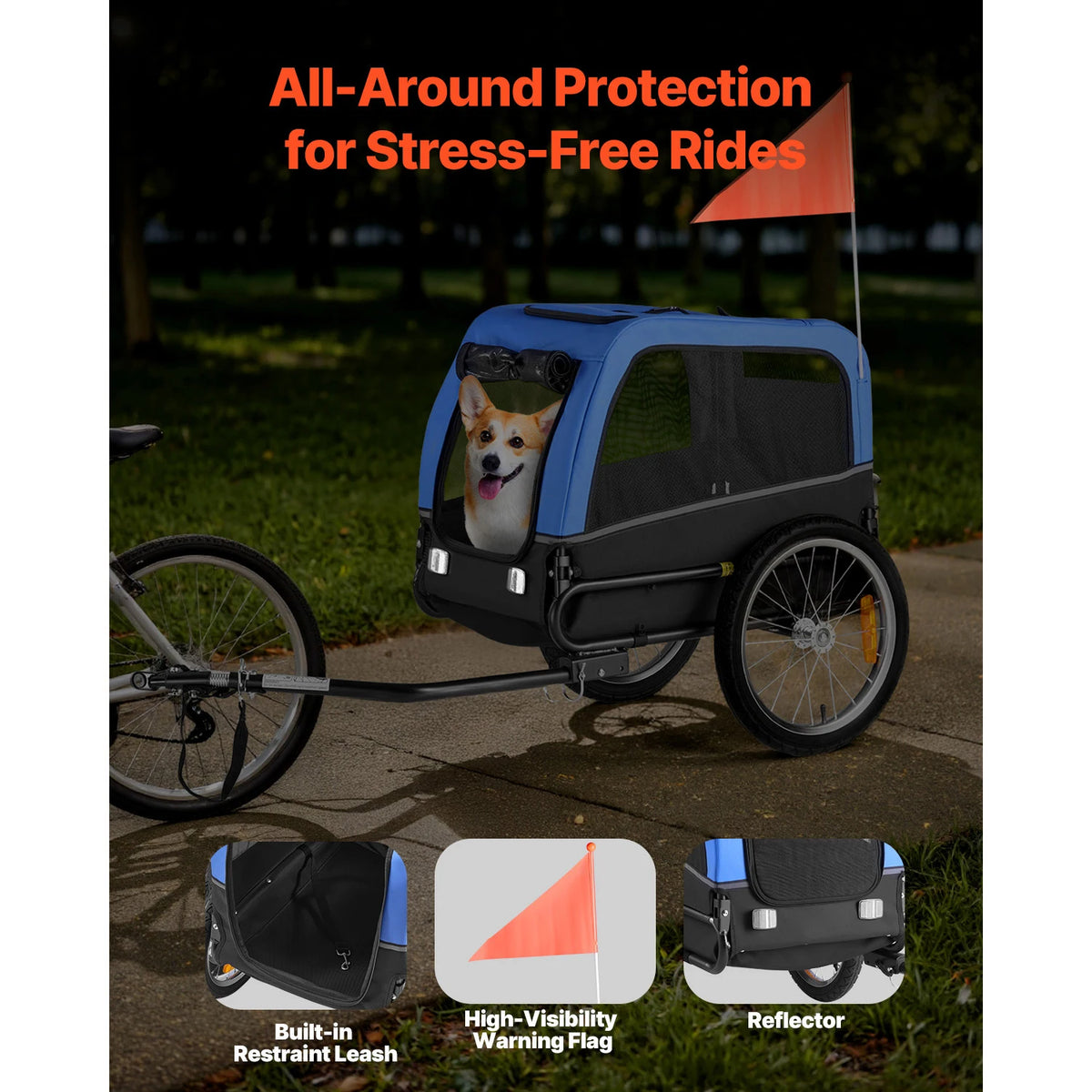 Universal Dog Bike Trailer Pet Carrier With Quick Release Wheel