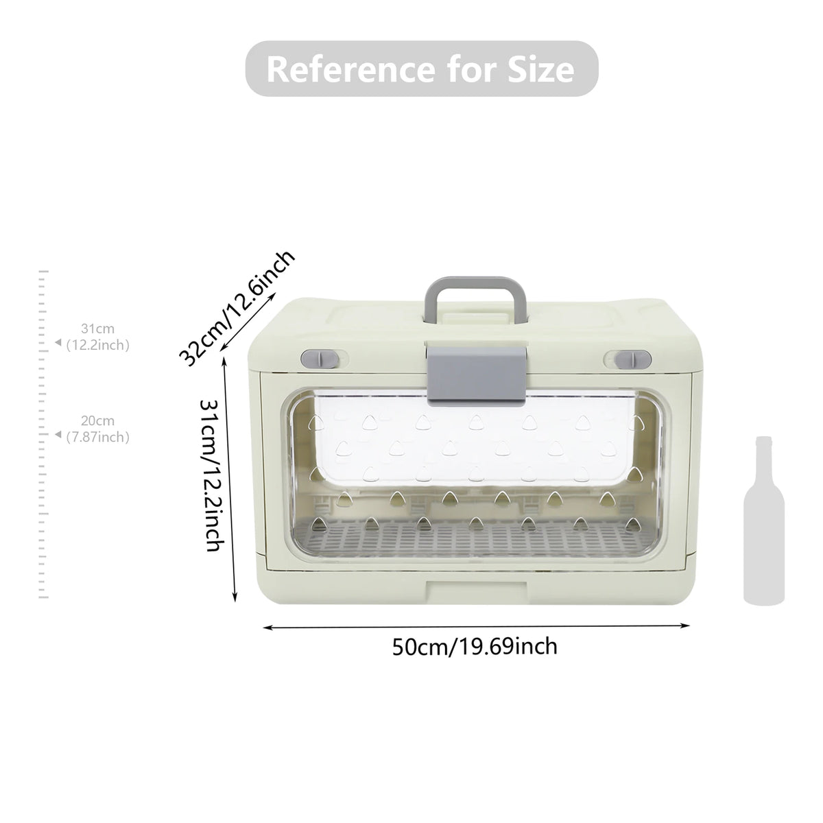 Light Green Foldable Pet Carrier, Hard PP Iron Portable Pet Cage with Breathable Holes & Clear View, 50*32*31cm/19.69*12.6*12.2in Unfolded, Internal Load 20kg/44.09lbs, for Cats Small Dogs Travel