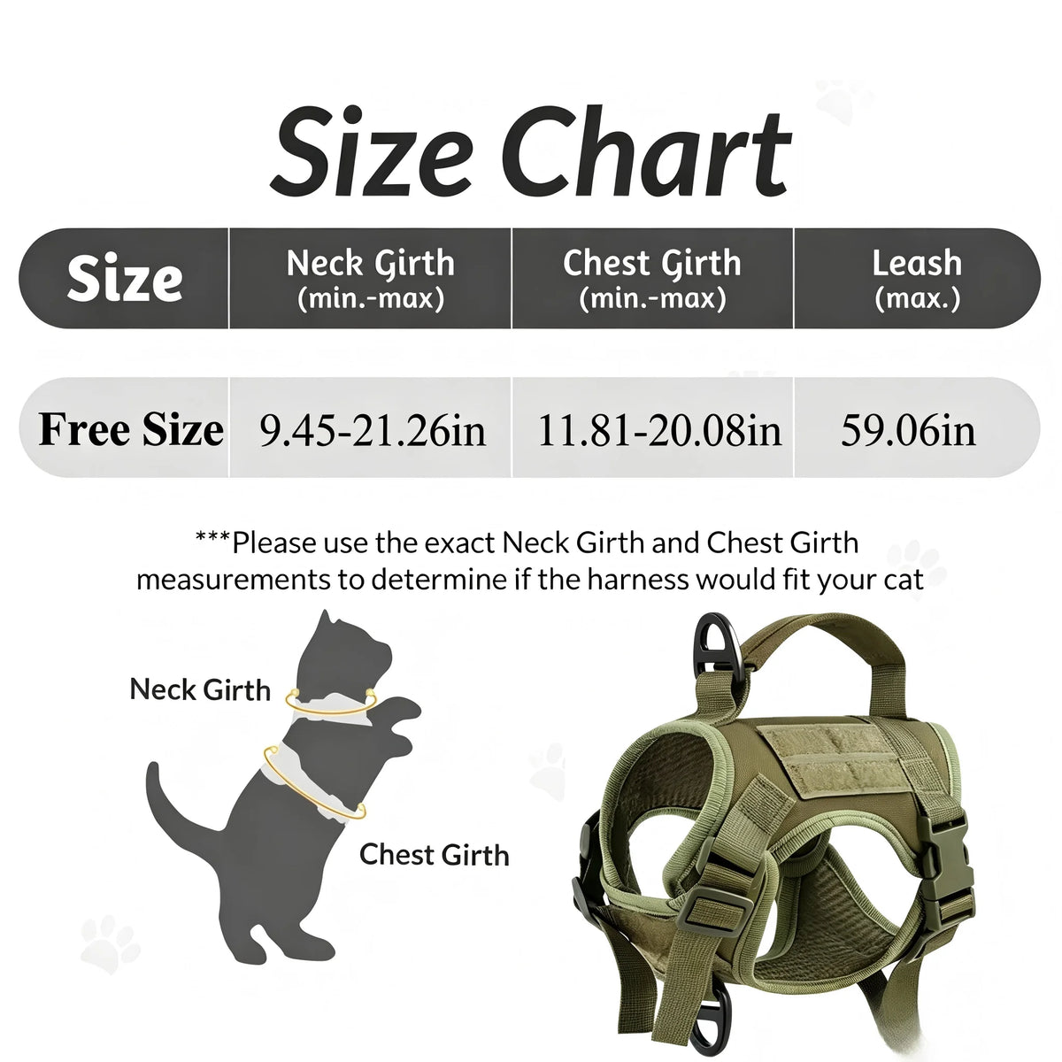 Adjustable Tactical Cat Harness And Leash Set With Escape Proof Quick Release