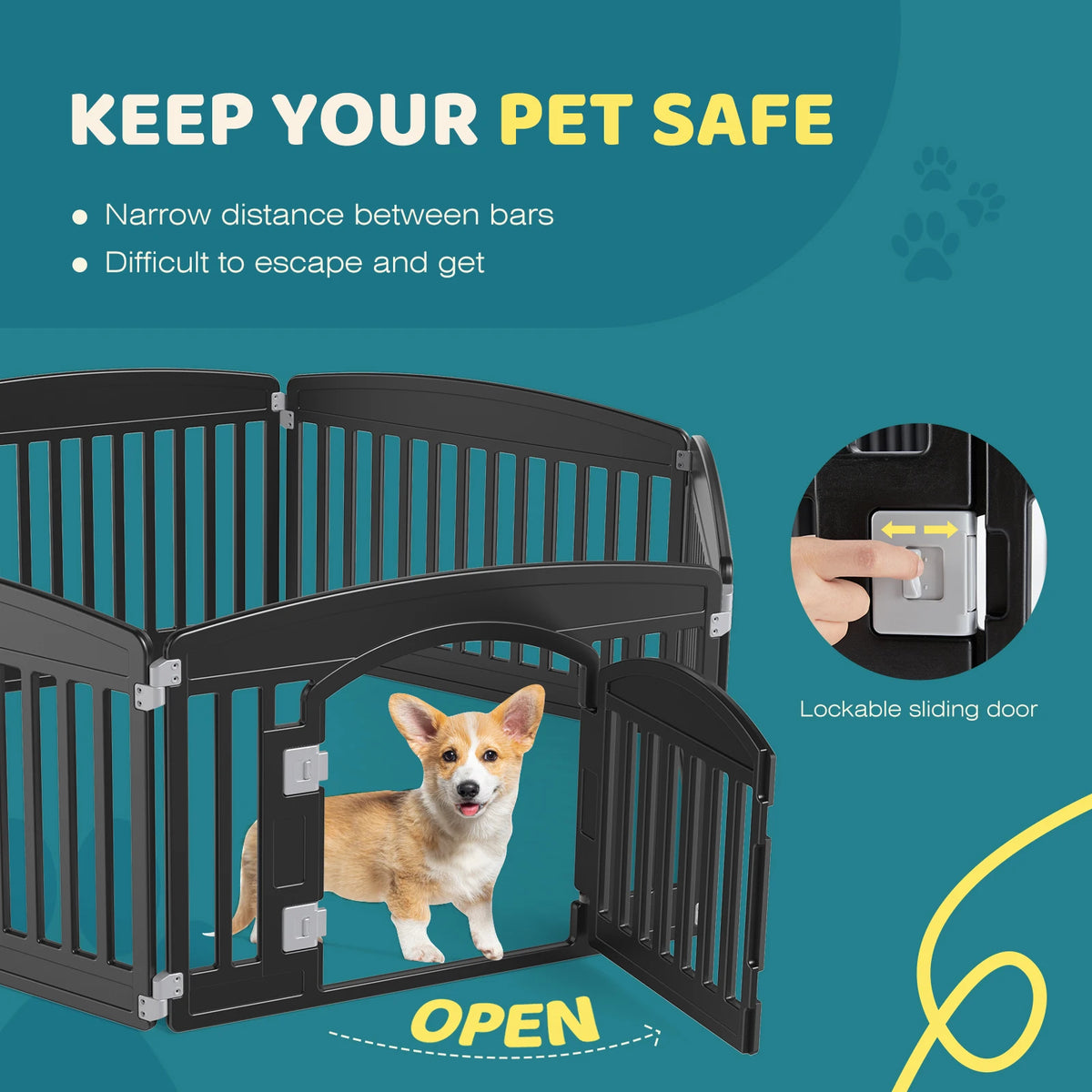 Foldable Expandable Plastic Dog Playpen Portable Pet Fence
