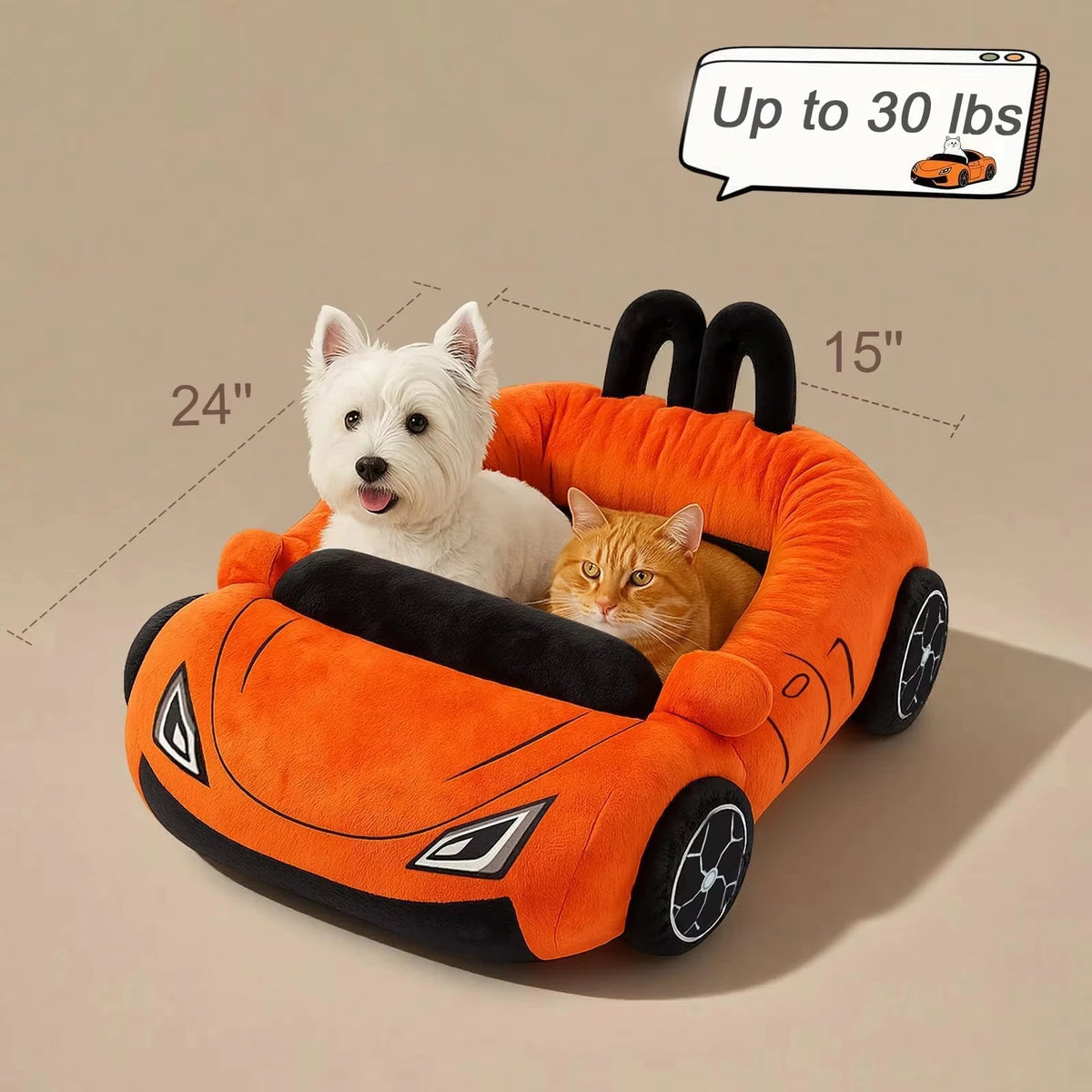 Cozy Supercar Style Cat Bed With Washable Coral Fleece Pillow For Cats
