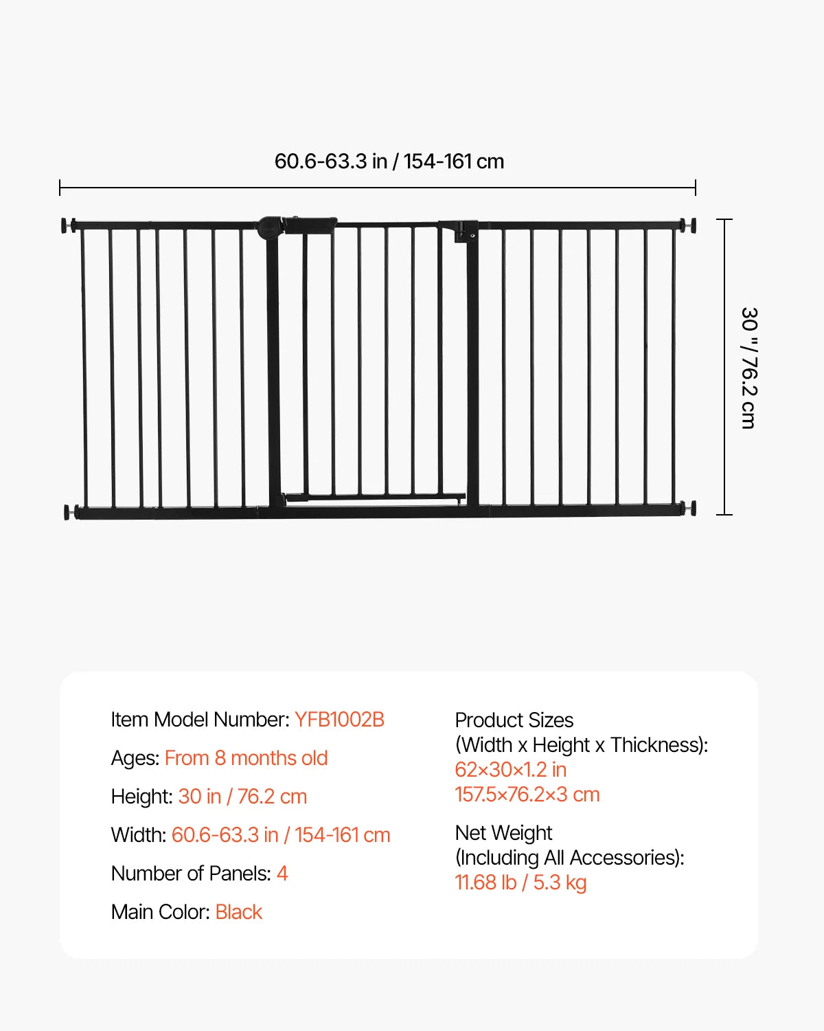Pressure Mount Walk Thru Baby And Dog Gate With Secure Doorway