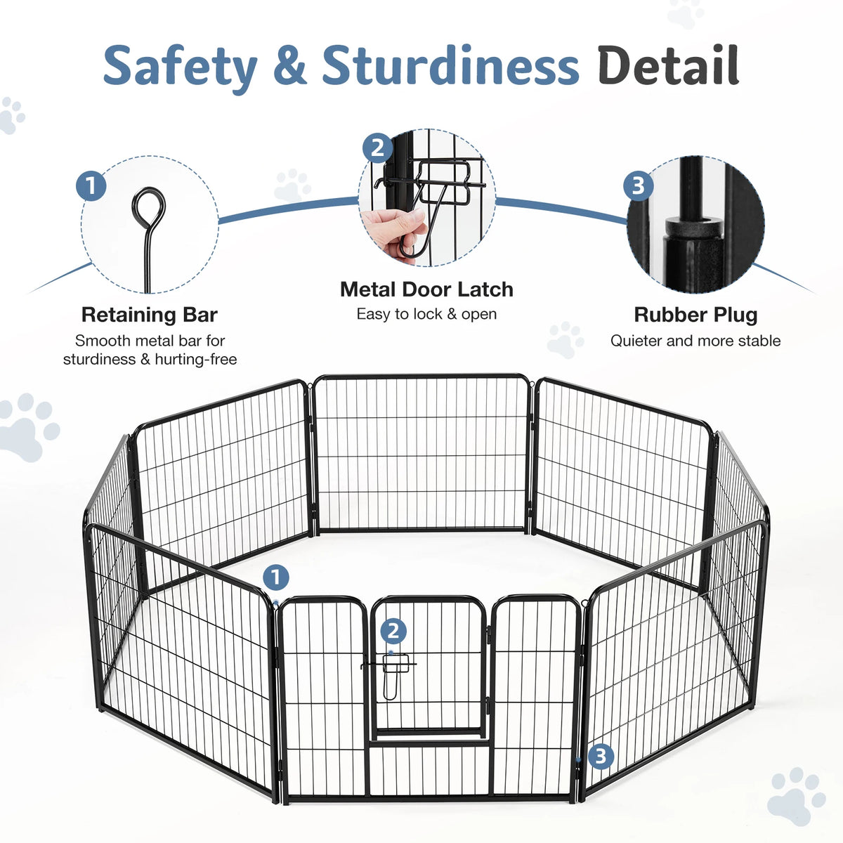 Metal Dog Playpen Foldable Exercise Fence For Indoor And Outdoor Use