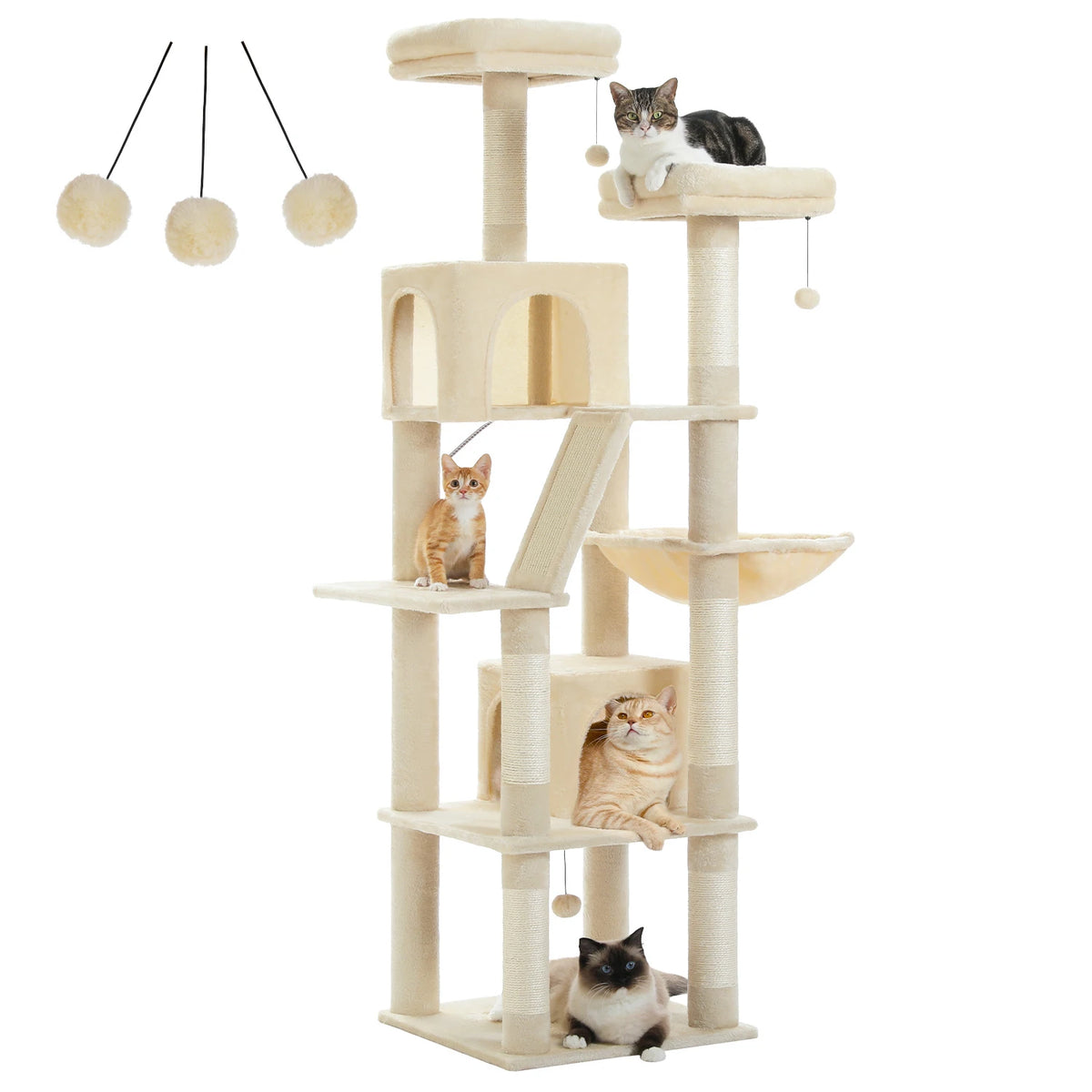 Heavy Duty Cat Tree Tower With Scratching Posts And Sleeping Condos For Cats