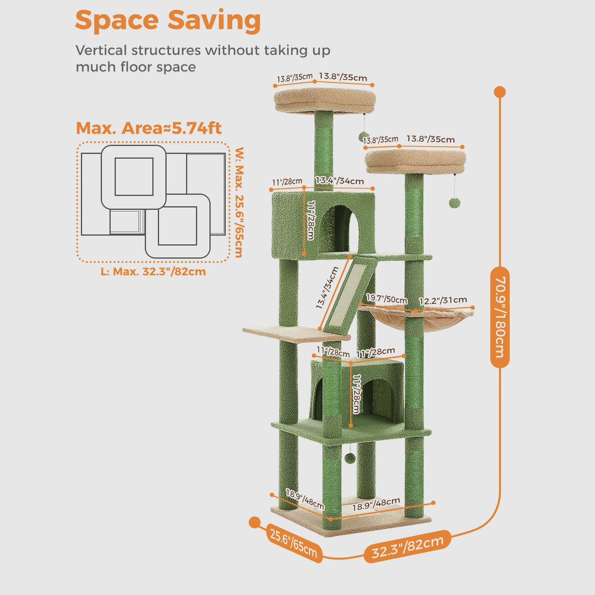 Multi Level Cat Tree Tower With Scratching Posts Condo And Hammock