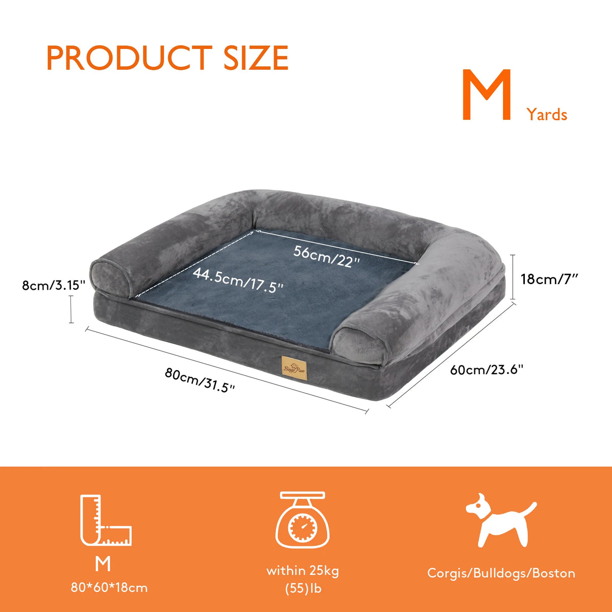 Orthopedic Dog Bed With Removable Washable Cover And Soft Foam