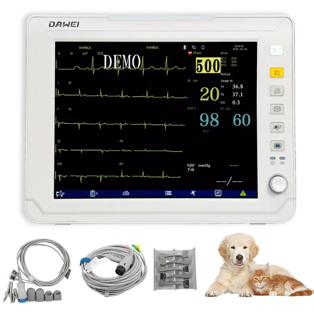 Portable Veterinary Patient Monitor For Dogs Cats ECG SpO2 NIBP