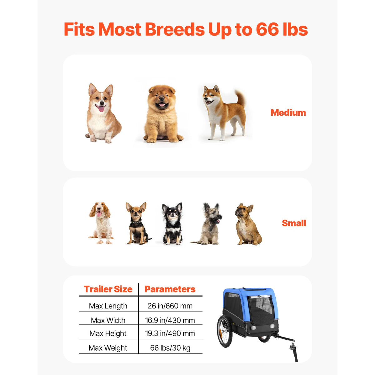 Universal Dog Bike Trailer Pet Carrier With Quick Release Wheel