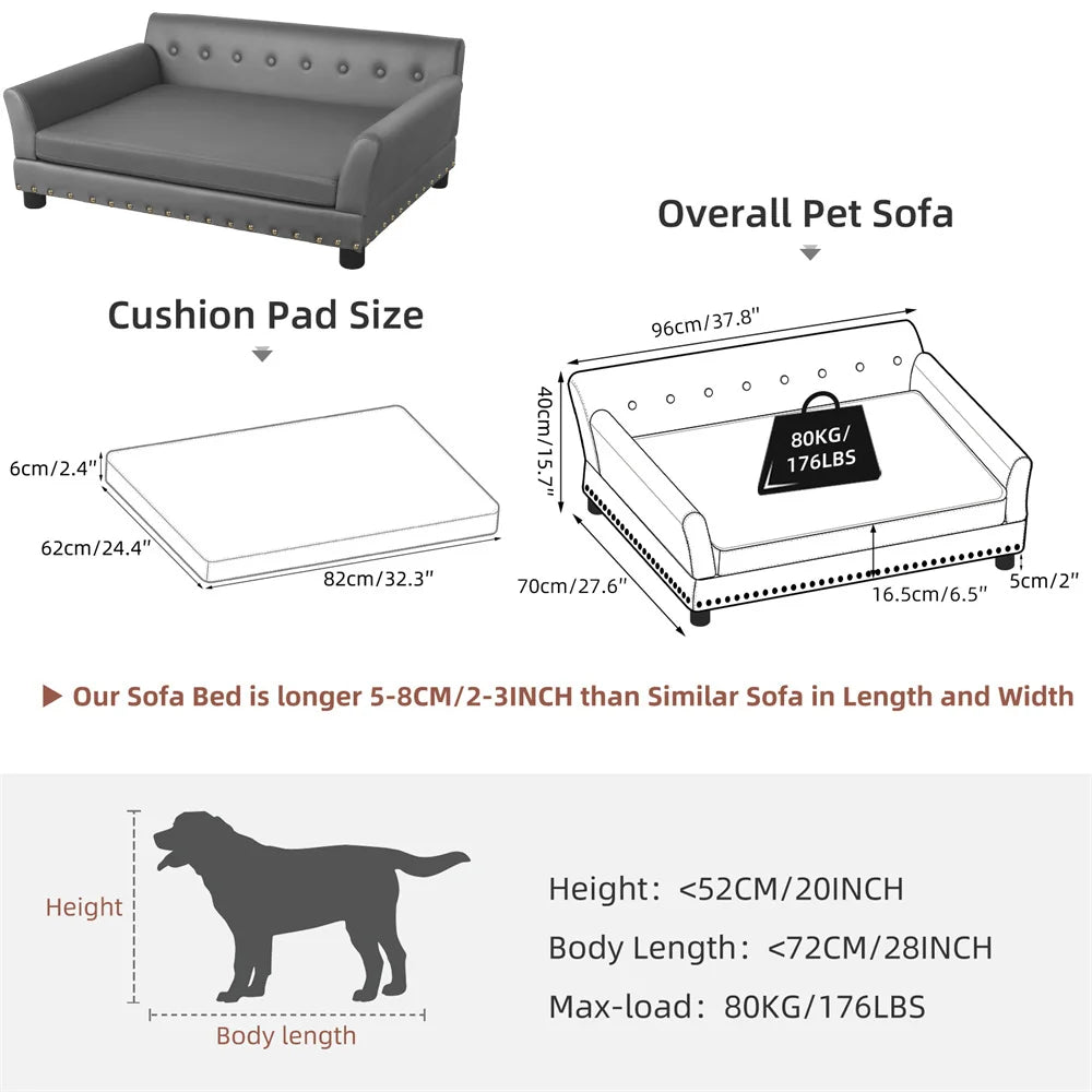 Heavy Duty Raised Pet Sofa Bed With Removable Velvet Cover
