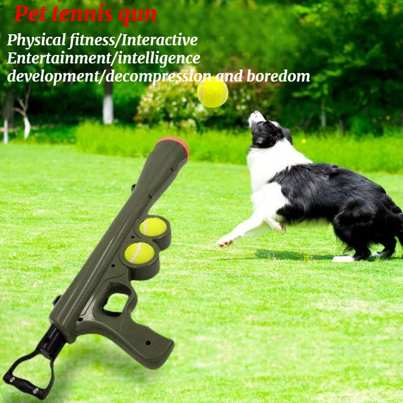 Interactive Dog Ball Launcher With Tennis Balls For Outdoor Play And Training