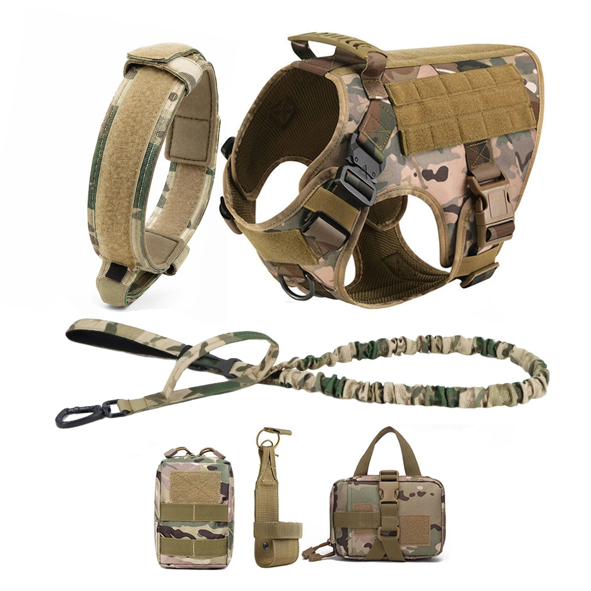 Tactical Dog Harness With Molle Pouches Quick Release Walking Vest
