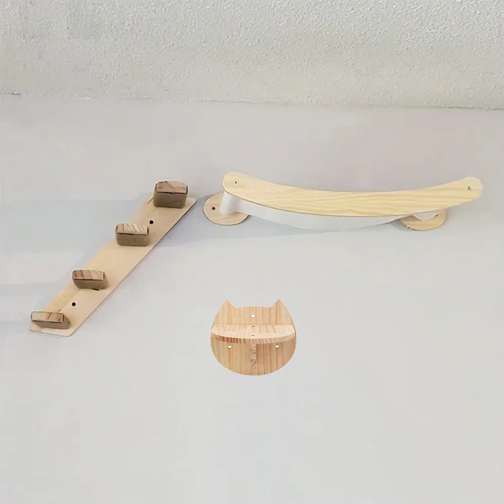 Wall Mounted Cat Hammock Climbing Shelf With Sisal Scratching Rope
