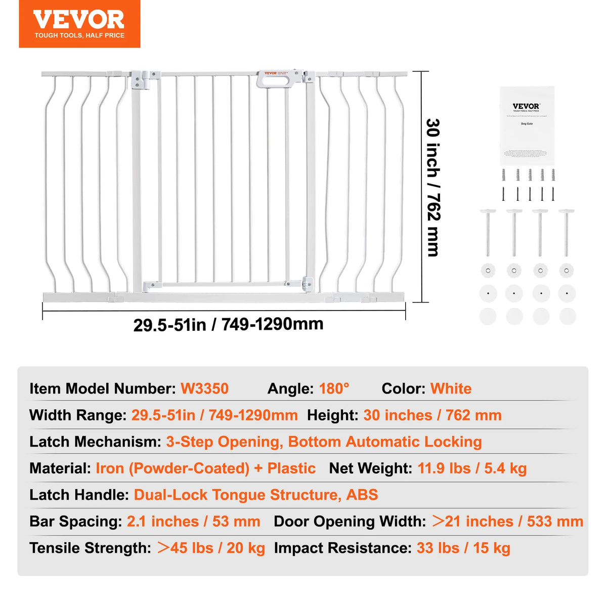 Pressure Mount Walk Thru Baby And Dog Gate With Secure Doorway