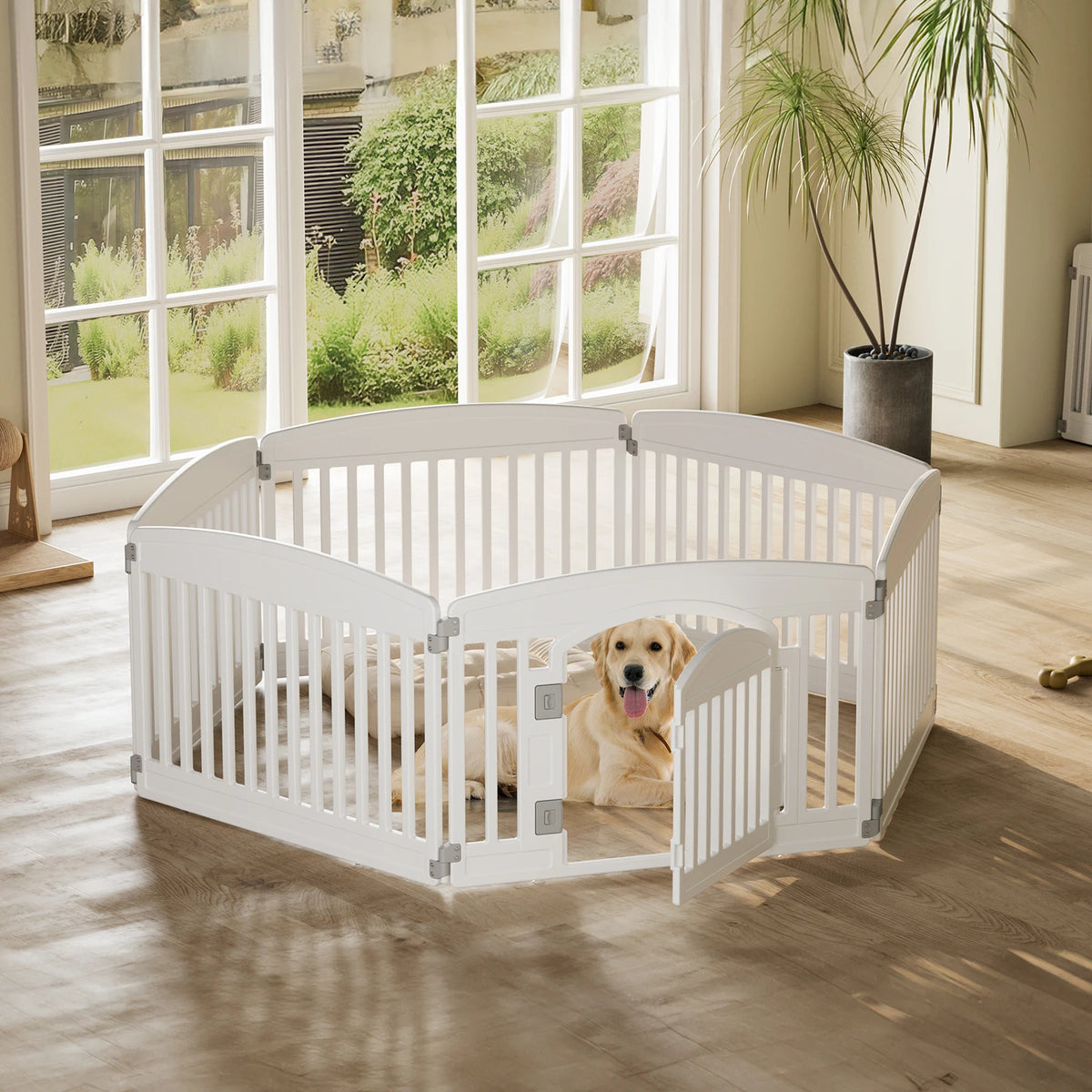 Foldable Expandable Plastic Dog Playpen Portable Pet Fence