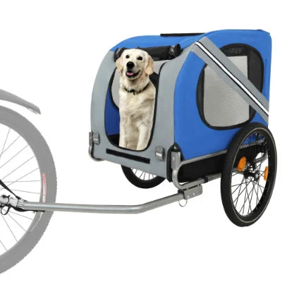 Foldable Pet Bicycle Trailer, Large Dog Bike Trailer with Steel Frame, 120LB Weight Capacity Pet Carrier for Cycling Jogging Camping Outdoor Adventures
