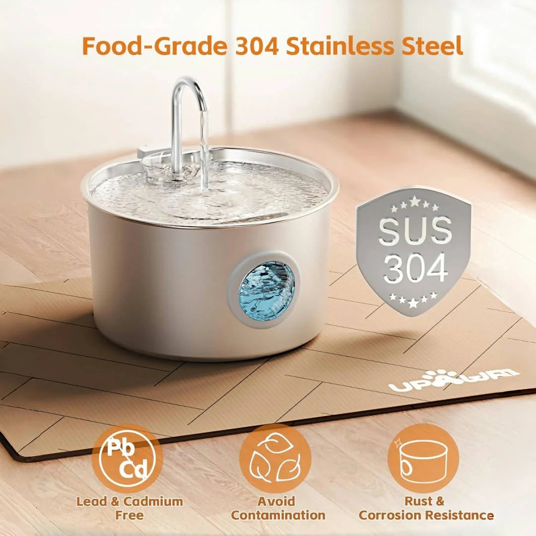Stainless Steel Automatic Cat Water Fountain With Replaceable Filters