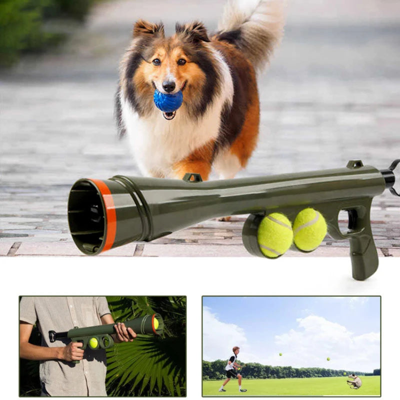 Interactive Dog Ball Launcher With Tennis Balls For Outdoor Play And Training