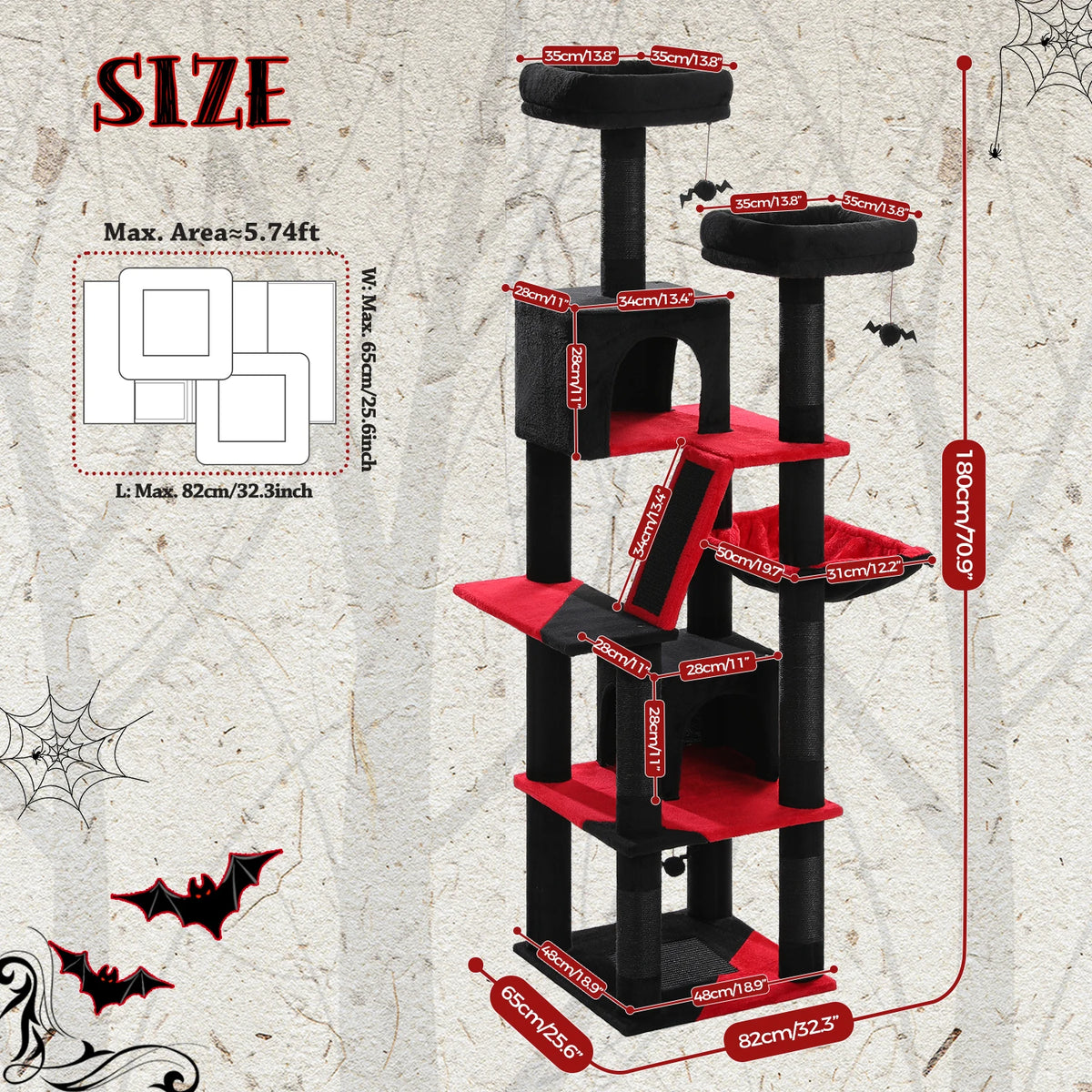 Multi Level Cat Tree Tower With Scratching Posts Condo And Hammock