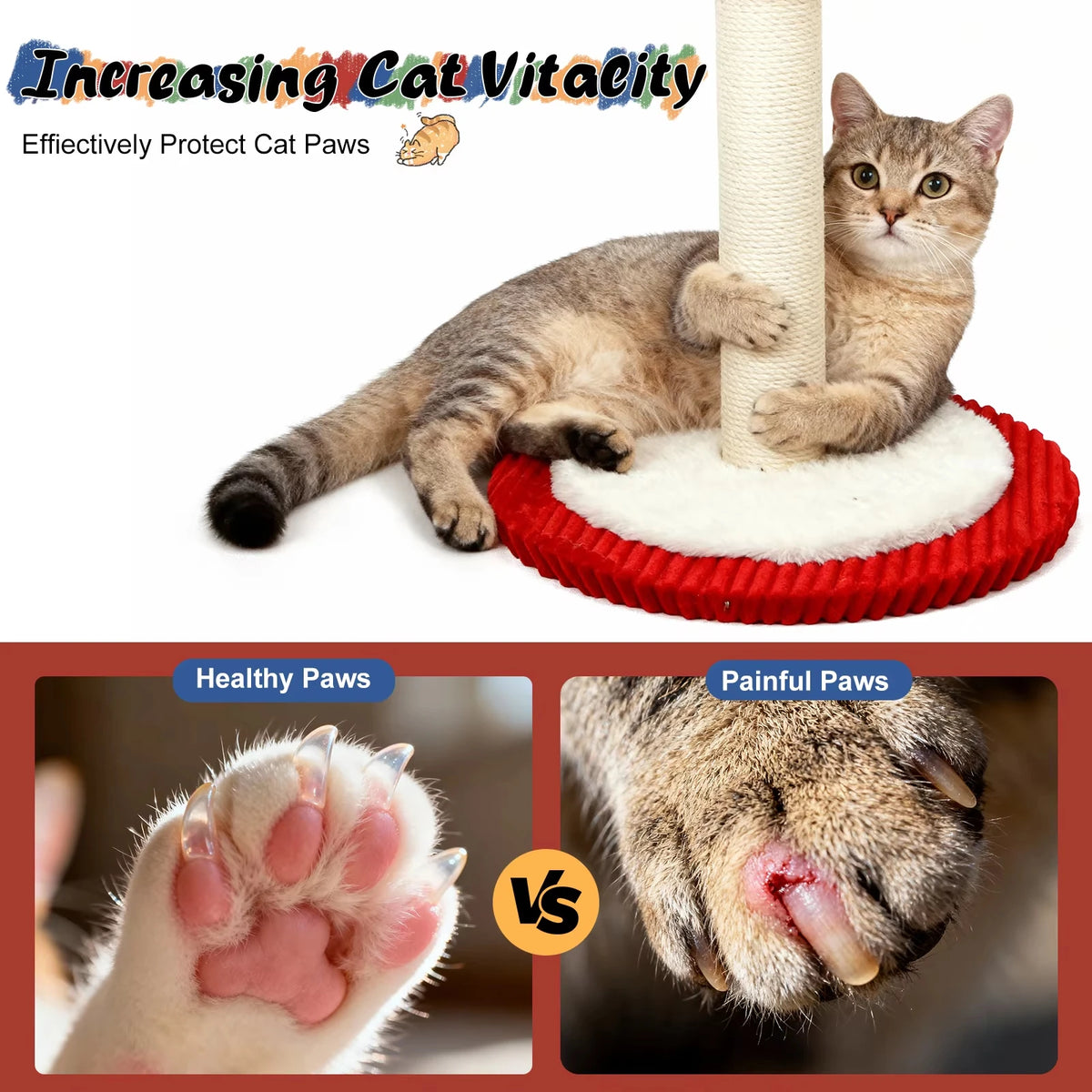 Rotating Carousel Cat Scratching Tower With Hanging Toys
