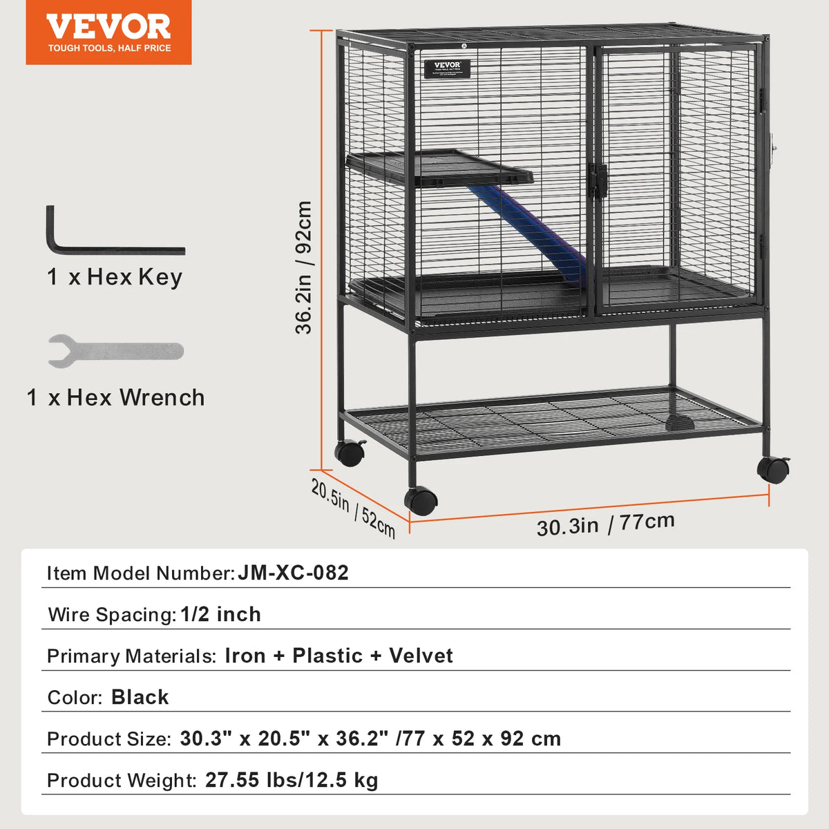 Multi Level Rolling Metal Ferret Cage For Rats Hamsters Guinea Pigs Chinchillas