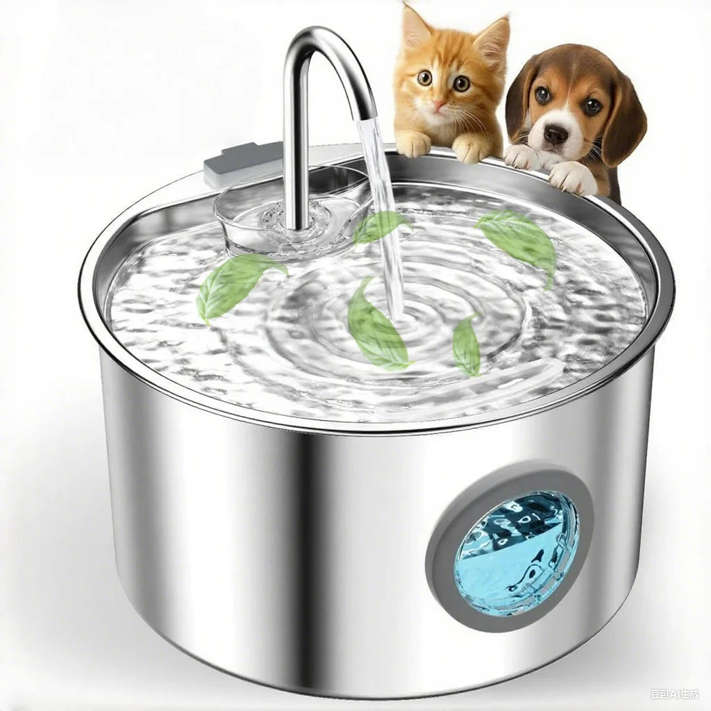 Stainless Steel Automatic Cat Water Fountain With Replaceable Filters