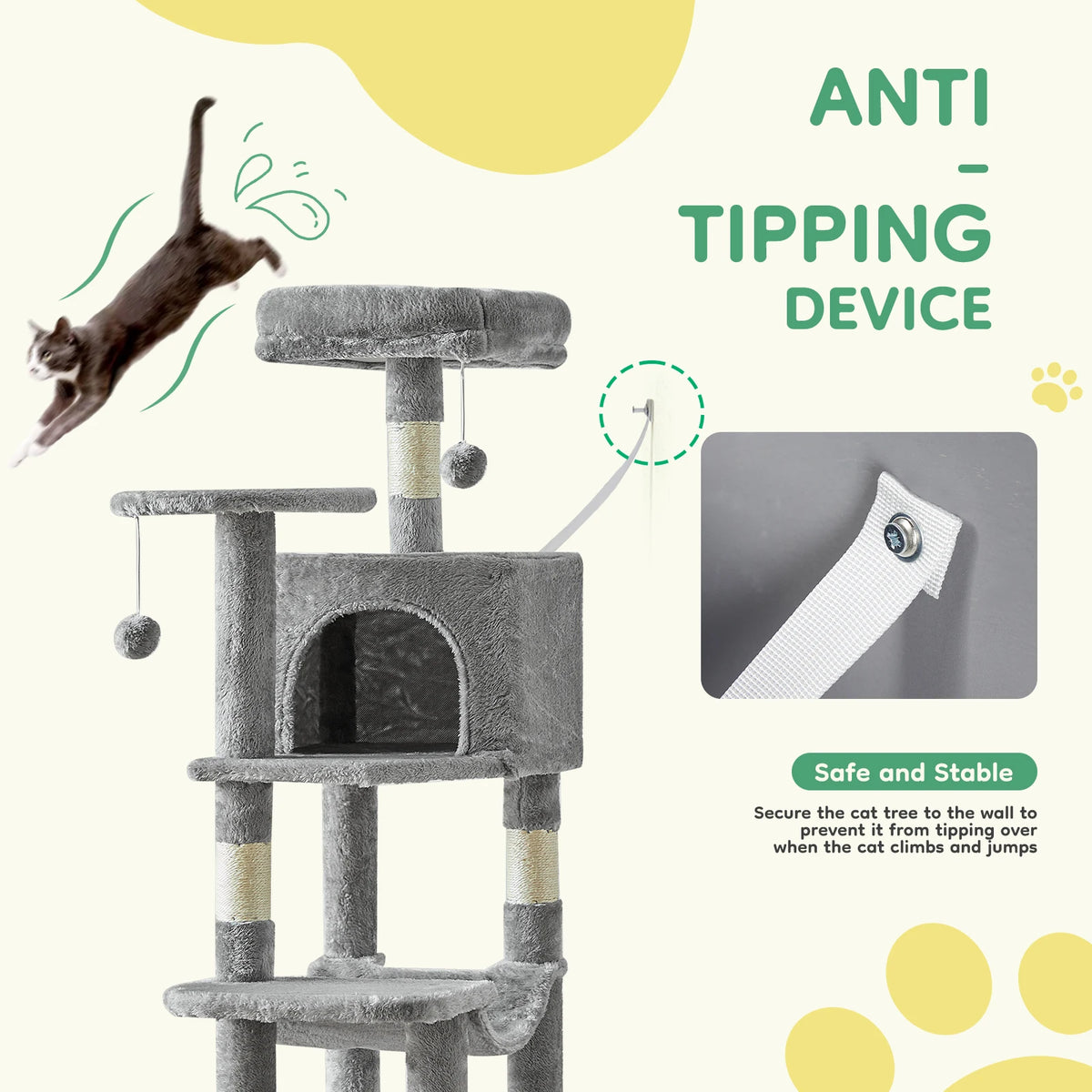 Multi-Level Cat Tree With Sisal Scratching Posts Indoor Climbing Tower For Cats