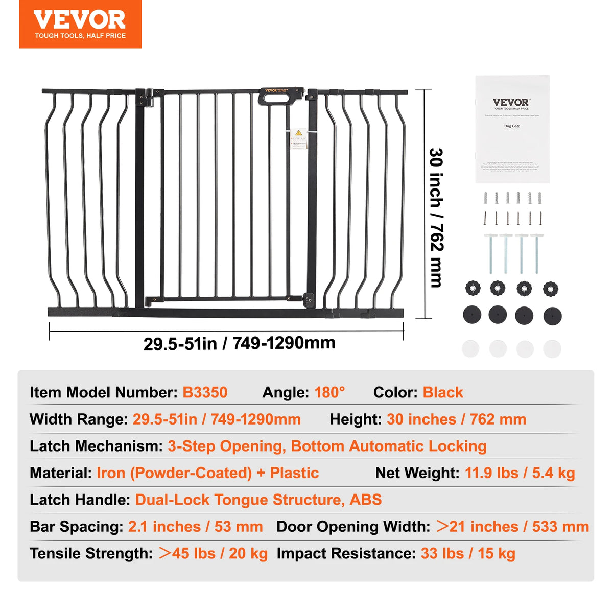 Pressure Mount Walk Thru Baby And Dog Gate With Secure Doorway