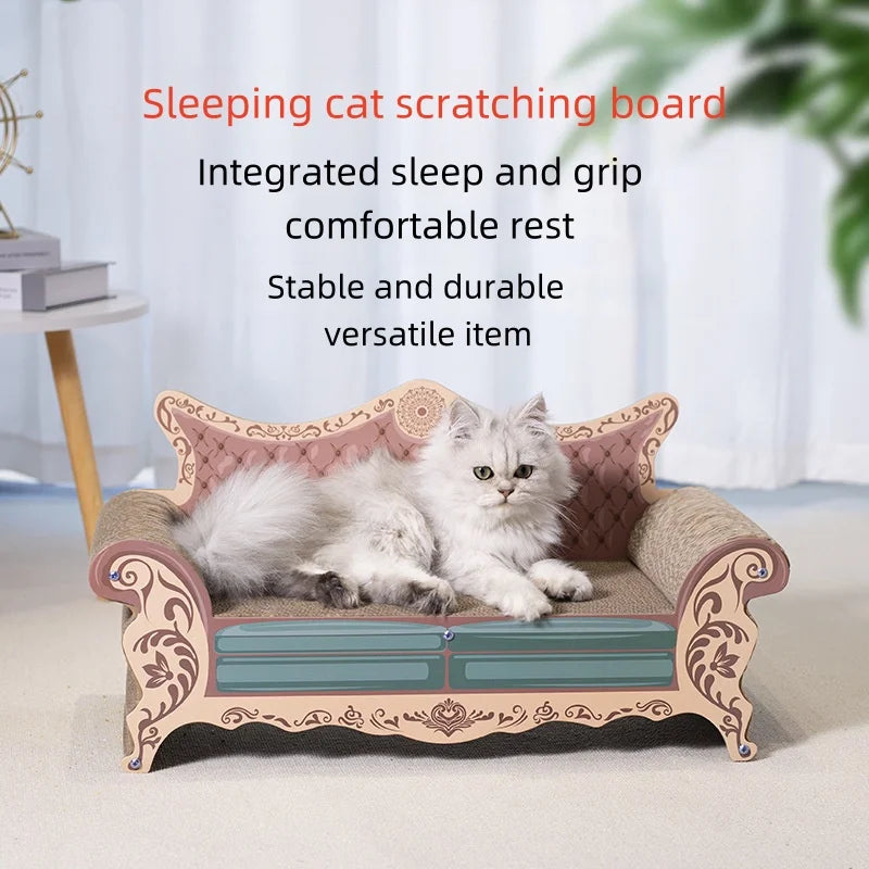L Shaped Integrated Cat Scratch Board And Cozy Nest Bed Platform
