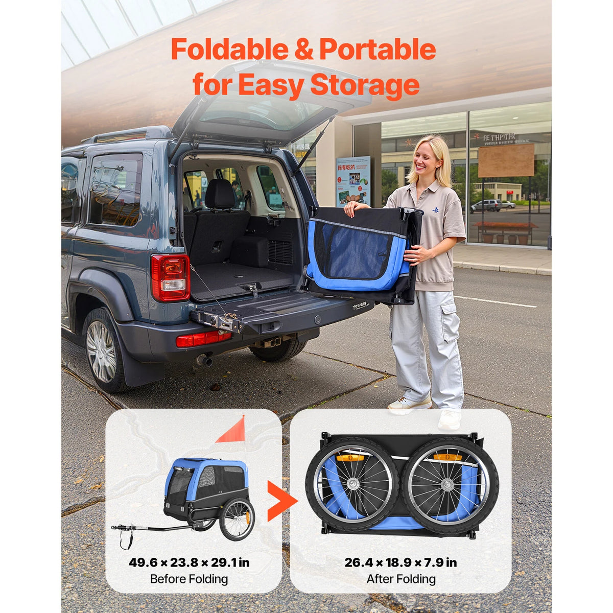 Universal Dog Bike Trailer Pet Carrier With Quick Release Wheel