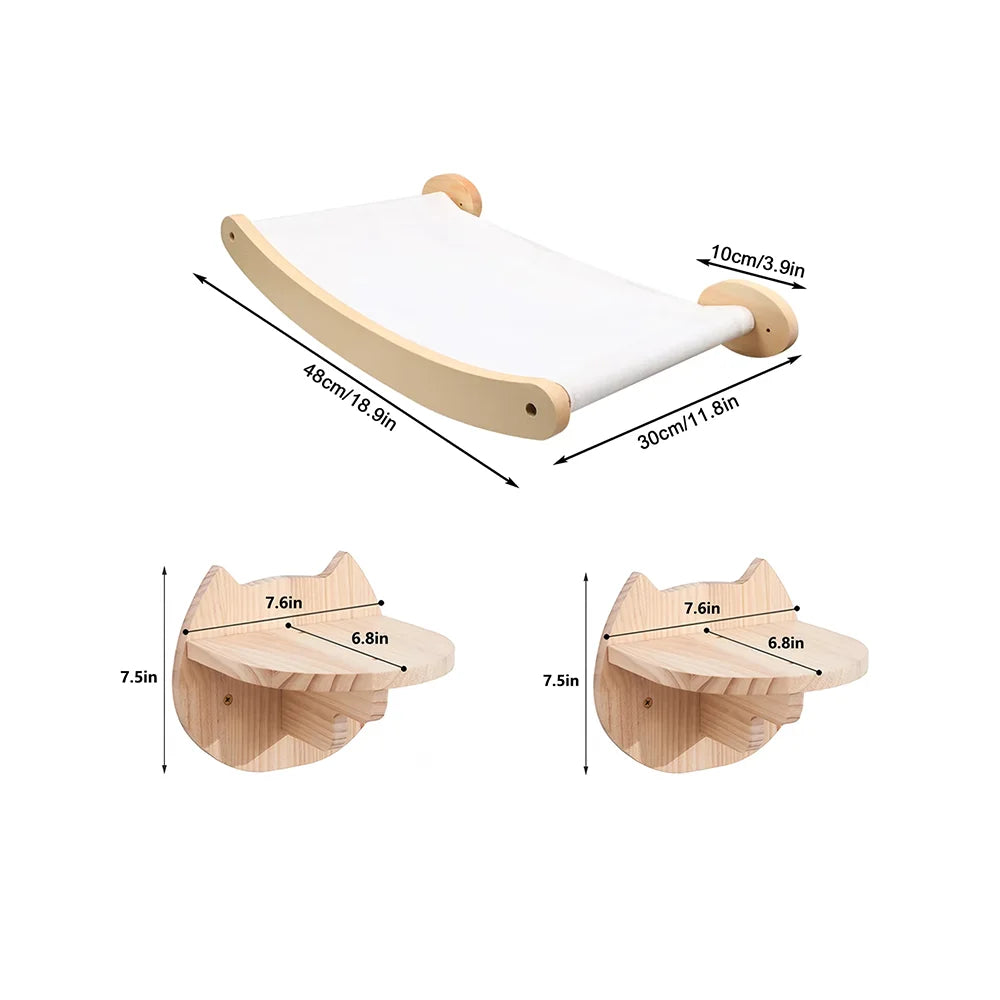 Wall Mounted Cat Hammock Climbing Shelf With Sisal Scratching Rope