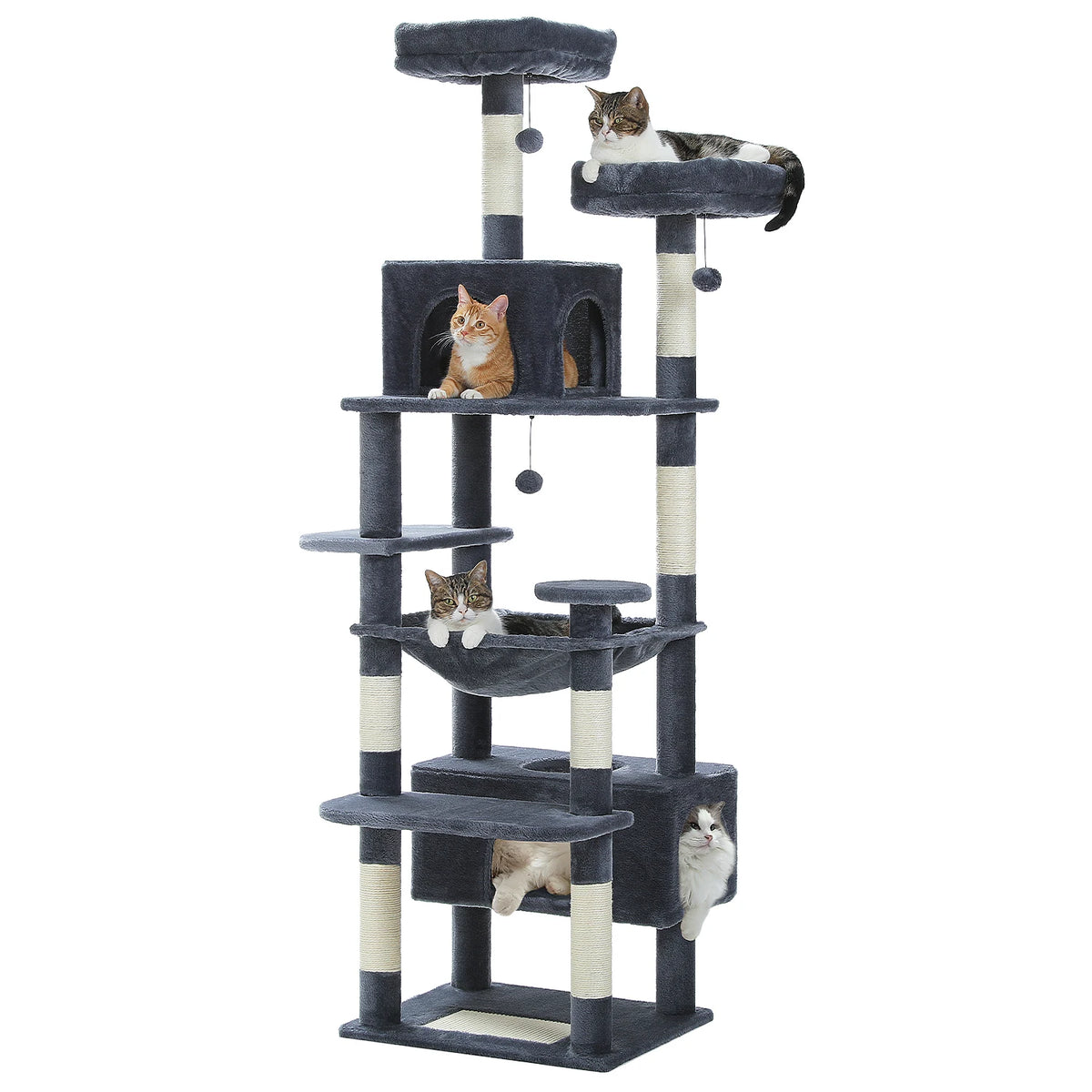 Large Cat Tree Tower With Sisal Scratching Posts Hammock And Condos