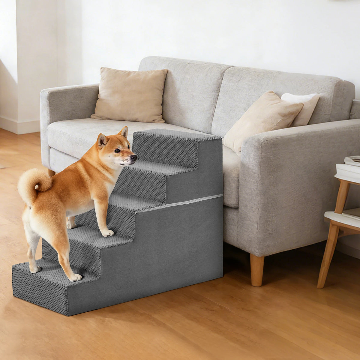 Non Slip Foam Dog Stairs And Right Angle Pet Ramp For Indoor Home Use