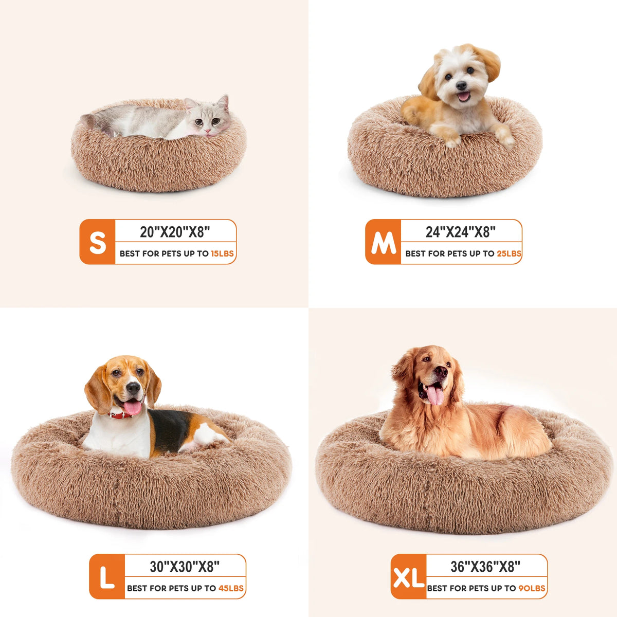 Round Calming Dog Bed With Washable Coral Fleece And Non Slip Base