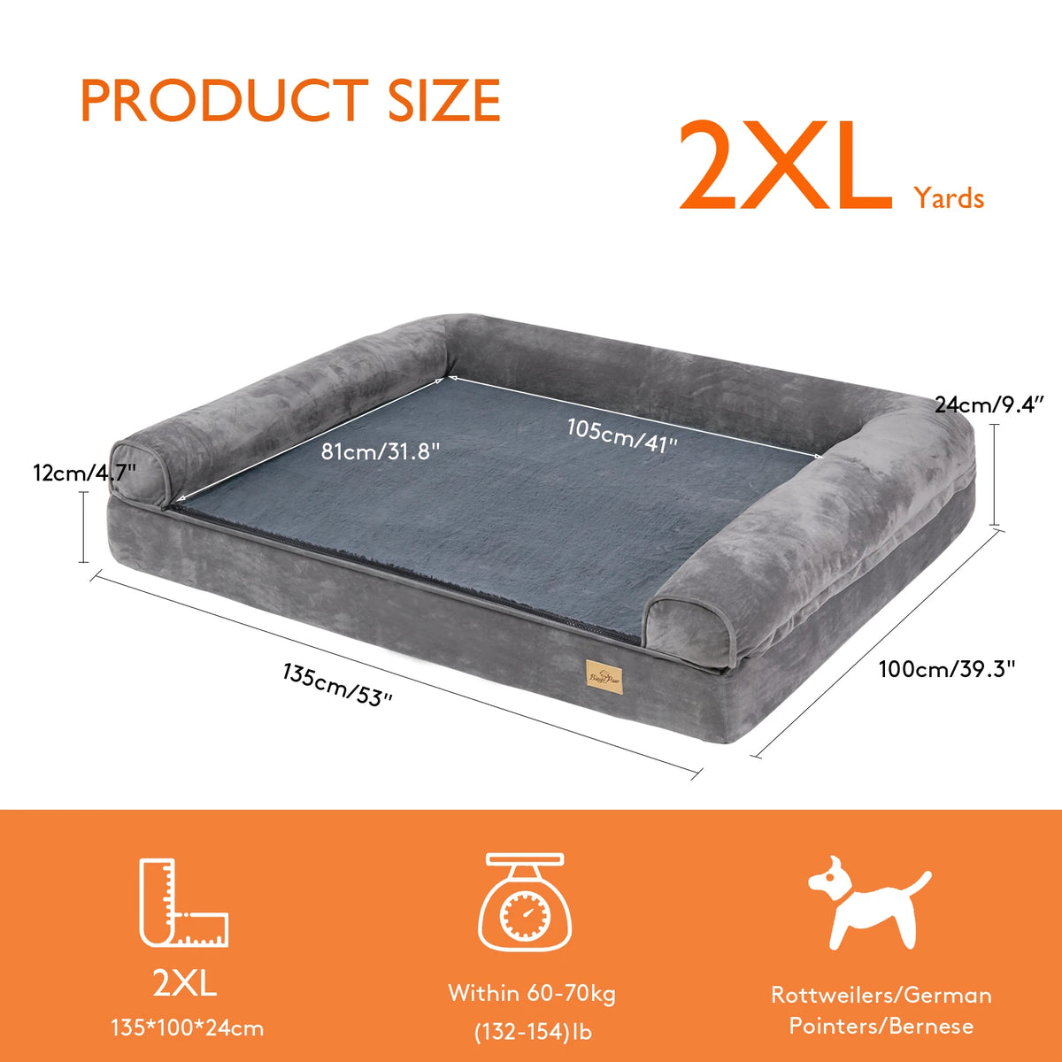 Orthopedic Dog Bed With Removable Washable Cover And Soft Foam
