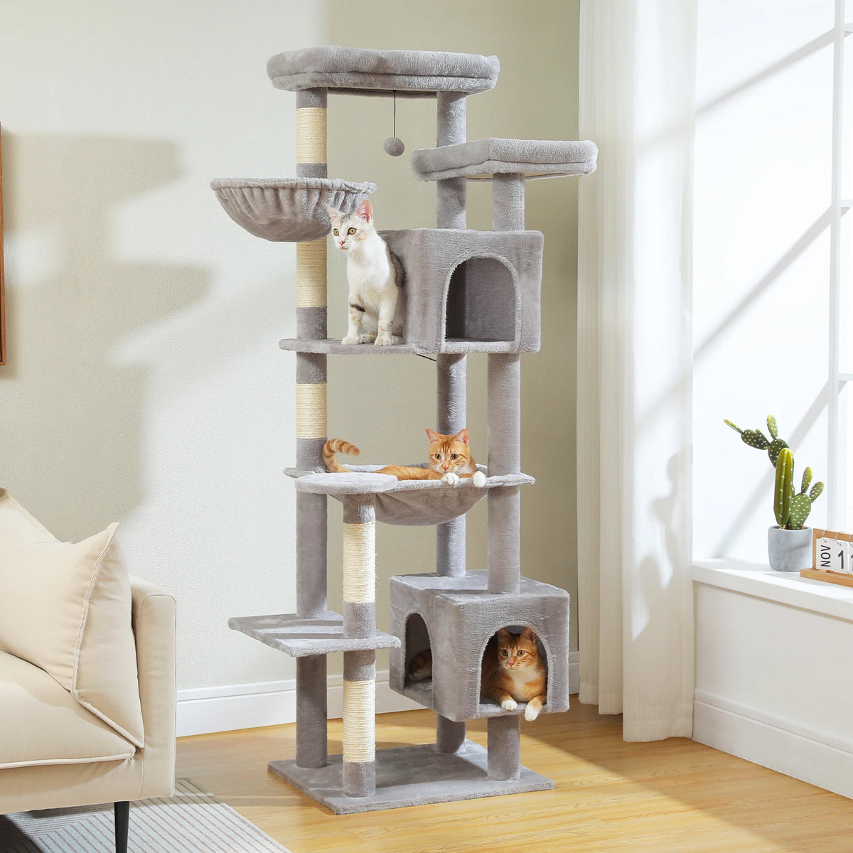 Heavy Duty Cat Tree Tower With Scratching Posts And Sleeping Condos For Cats