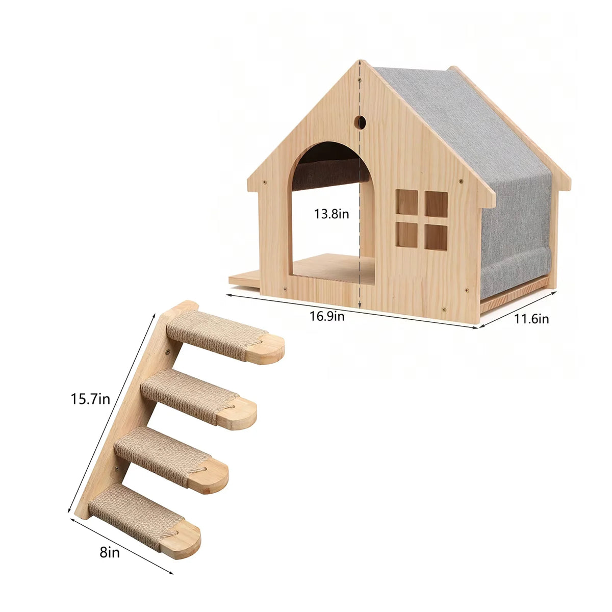 Wall Mounted Wooden Cat Condo And Climbing Shelf For Resting