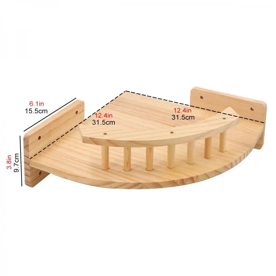 Wall Mounted Pine Wood Cat Hammock Set With Steps For Indoor Cats