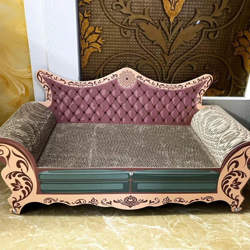 L Shaped Integrated Cat Scratch Board And Cozy Nest Bed Platform