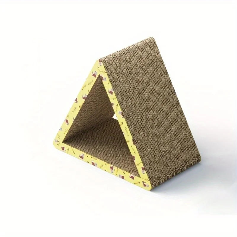 Foldable Triangular Cat Scratcher Lounge With Interactive Play Tunnel
