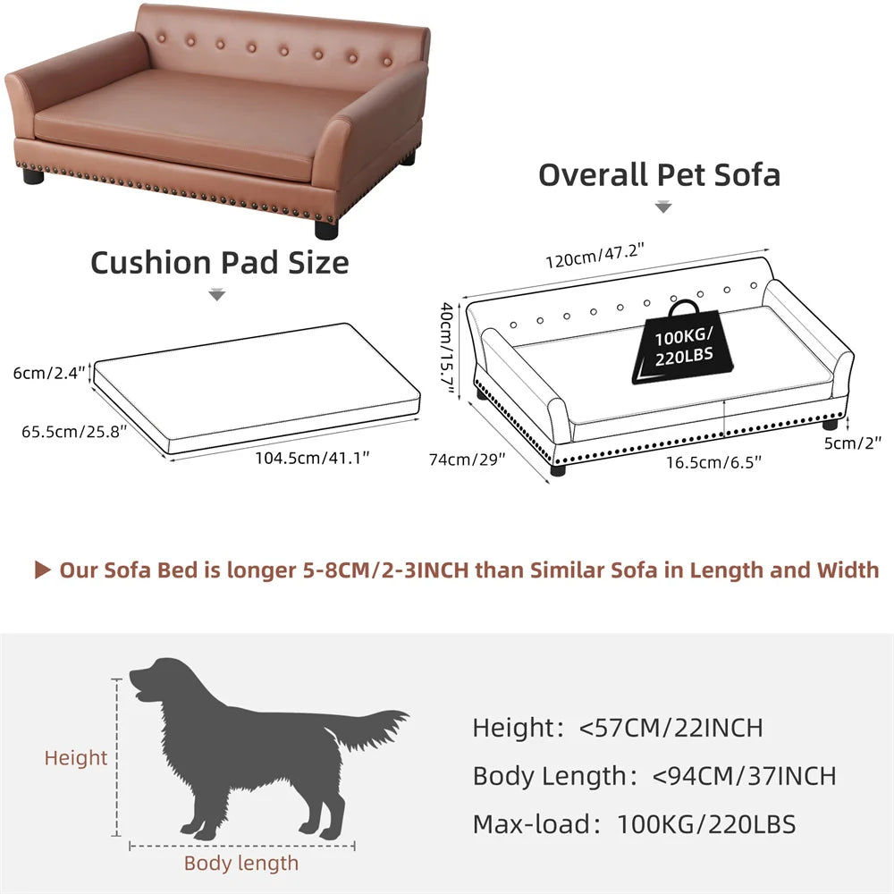 Heavy Duty Raised Pet Sofa Bed With Removable Velvet Cover