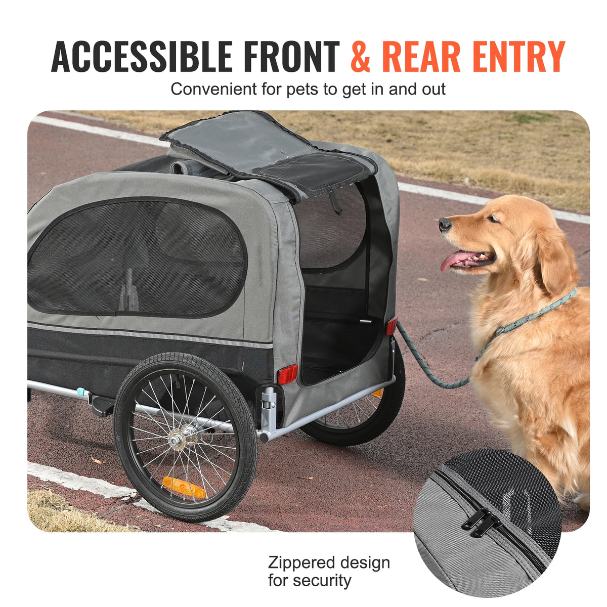 SucceBuy 88 lbs Dog Bike Trailer Pet Cart Bicycle Carrier with Wheels Coupler Reflectors Flag Collapsible to Store for Dogs