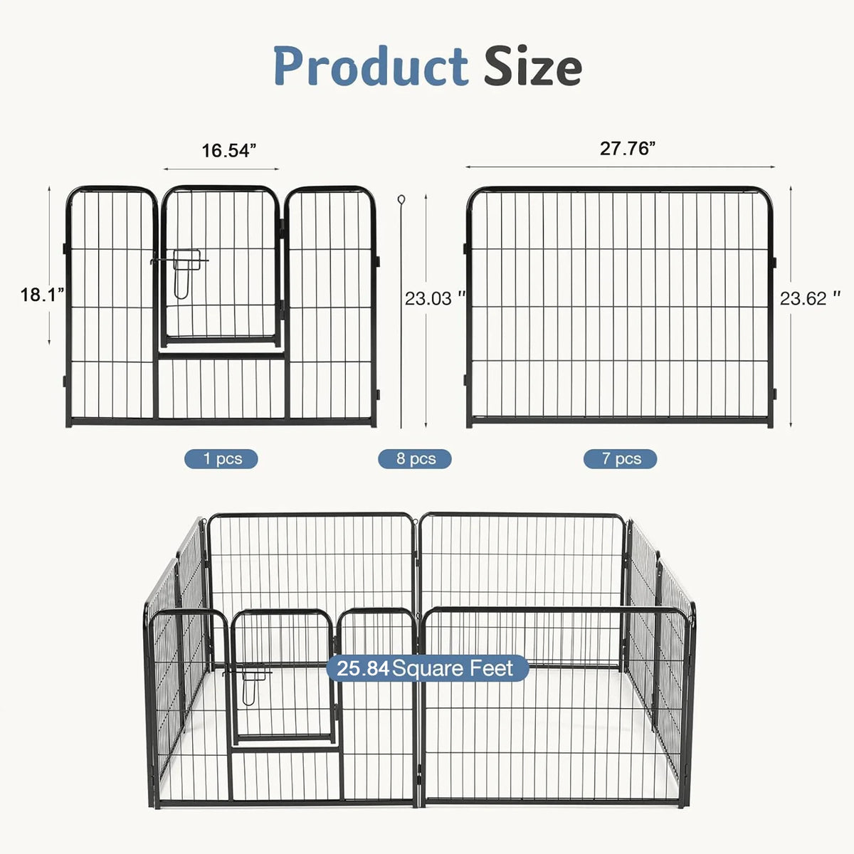 Metal Dog Playpen Foldable Exercise Fence For Indoor And Outdoor Use