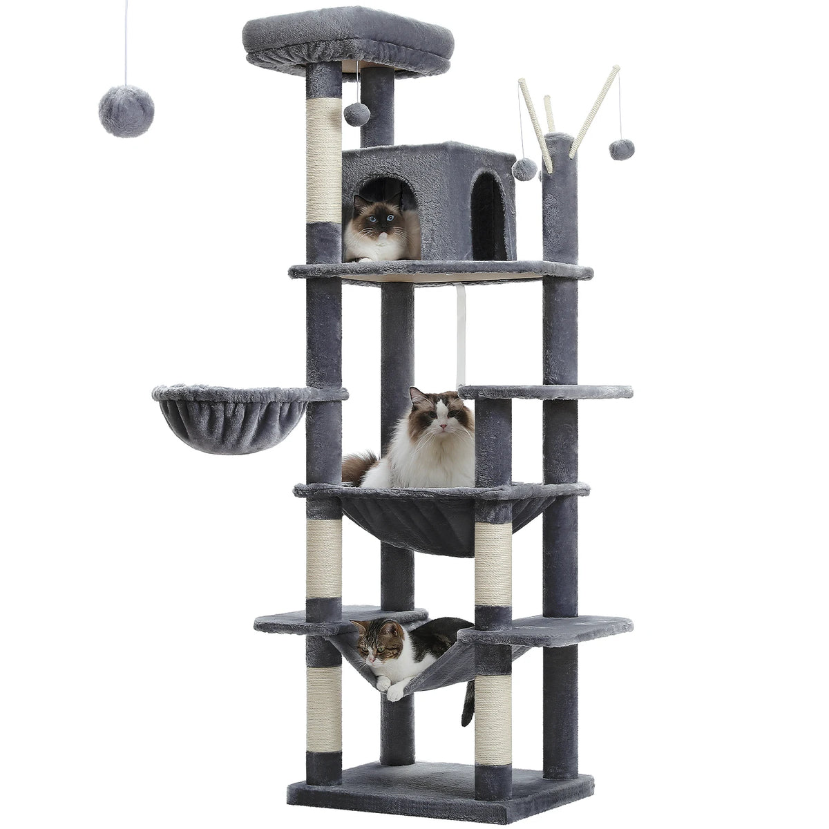 Heavy Duty Cat Tree Tower With Scratching Posts And Sleeping Condos For Cats