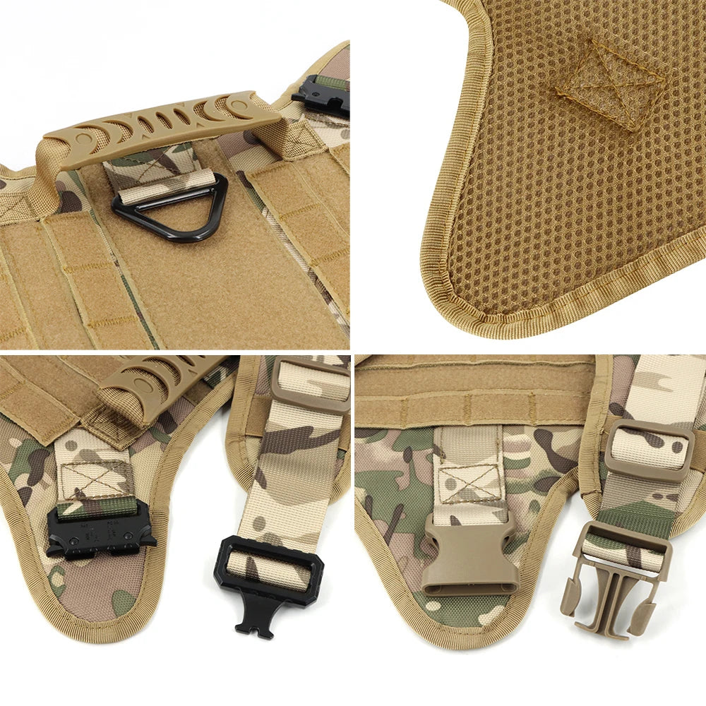 Tactical Dog Harness With Leash Set Padded Nylon Quick Release