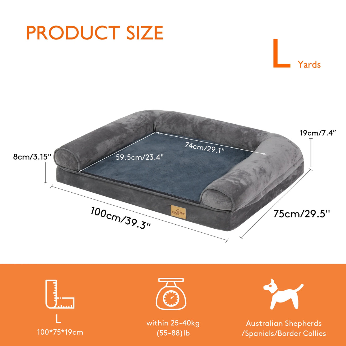 Orthopedic Dog Bed With Removable Washable Cover And Soft Foam
