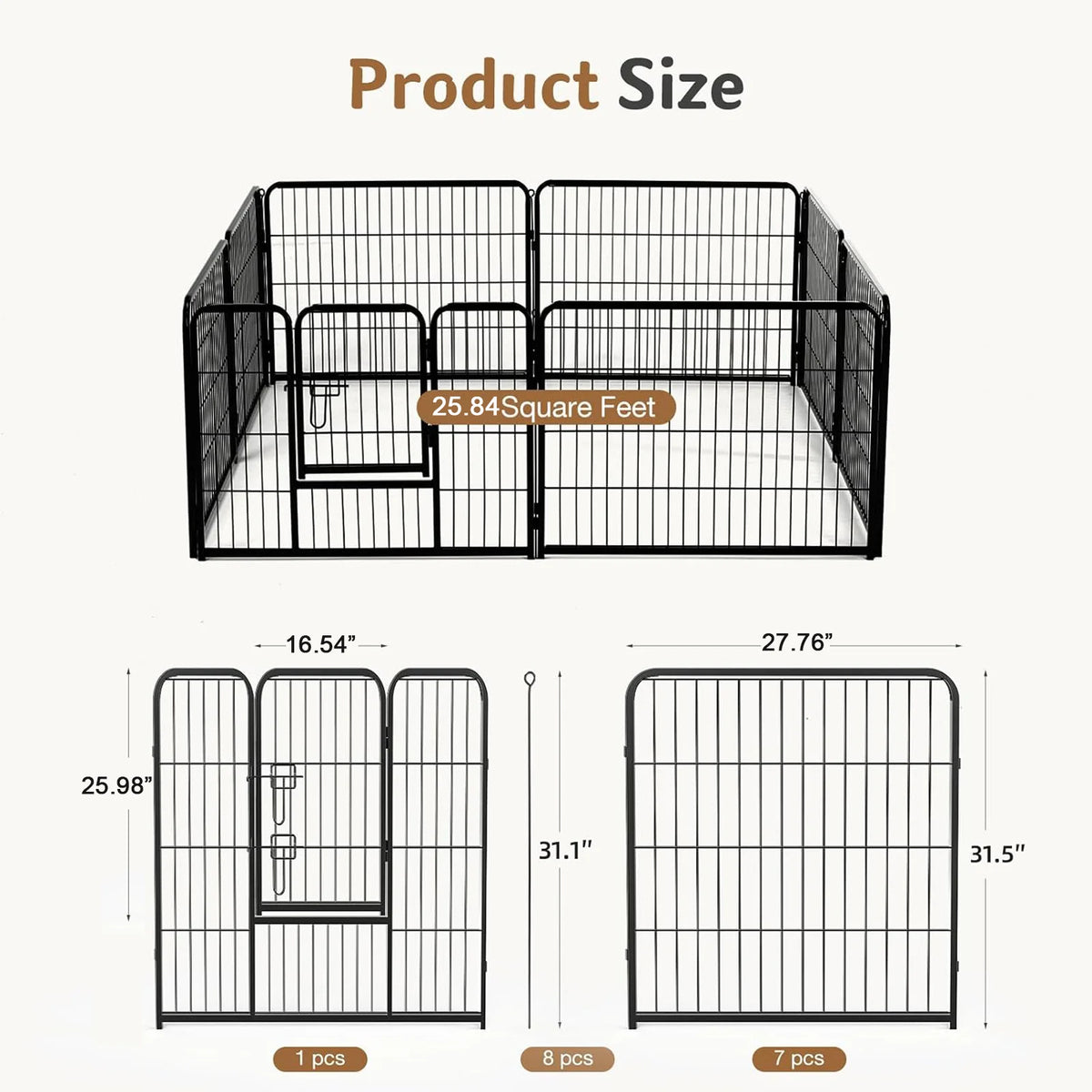 Metal Dog Playpen Foldable Exercise Fence For Indoor And Outdoor Use