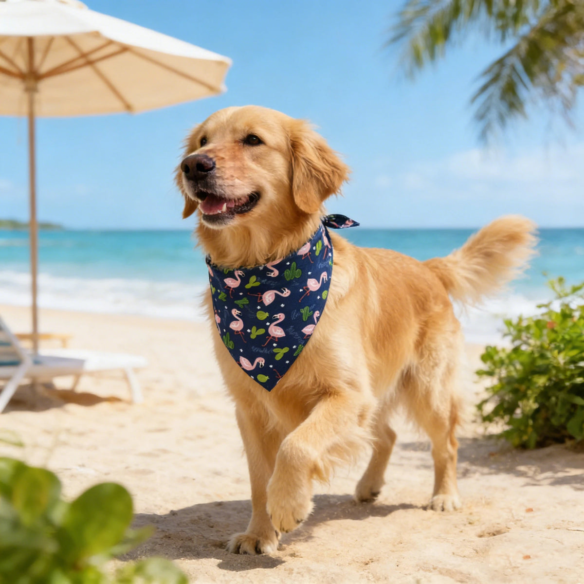 Adjustable Dog Bandana Soft Washable Floral Pattern Pet Scarf