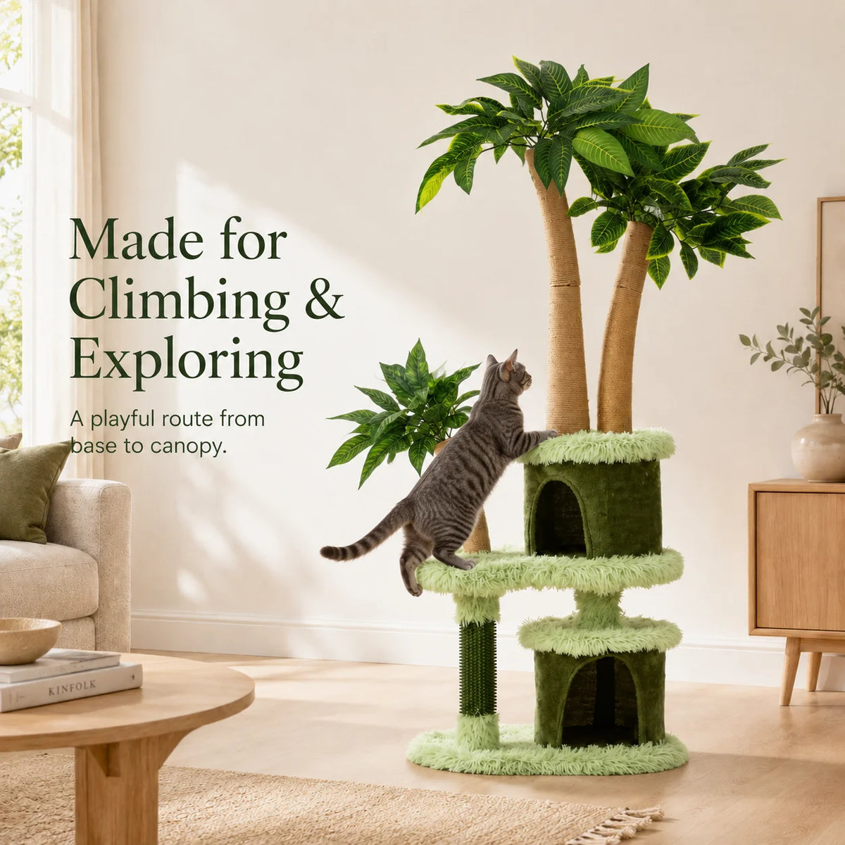 Double Tier Cat Tree With Fun Platform And Scratching Post