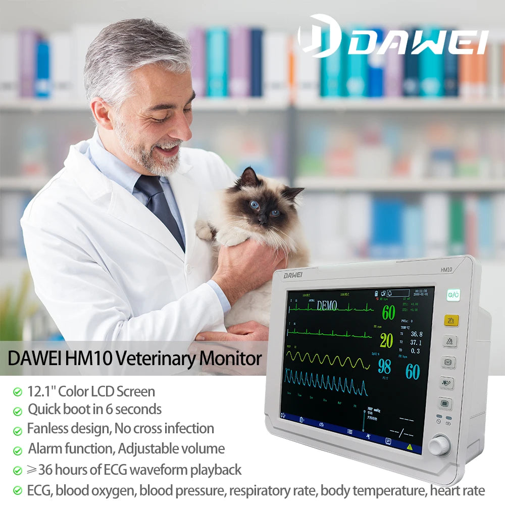 Portable Veterinary Patient Monitor For Dogs Cats ECG SpO2 NIBP